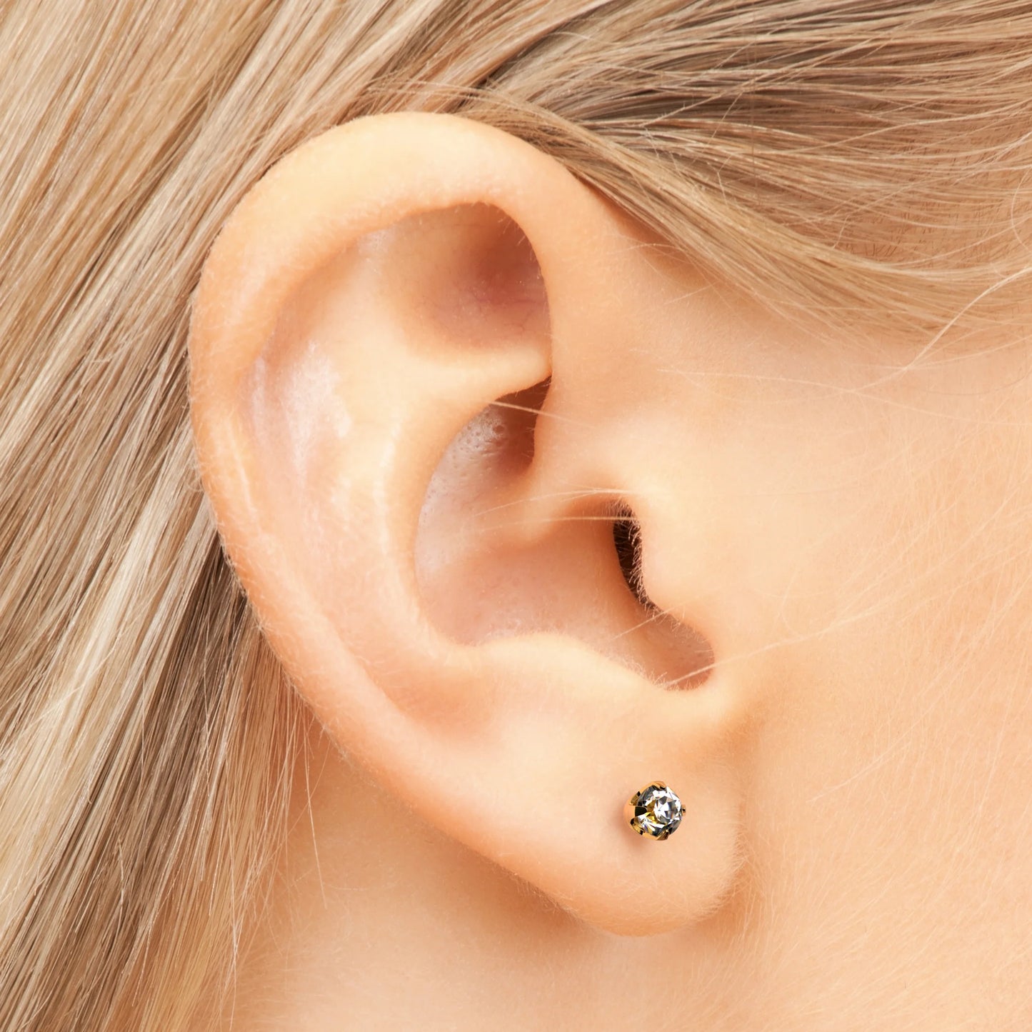 Studex Cubic Zirconia gold plated - 3 mm - SENSITIVE - TUBE CUBE