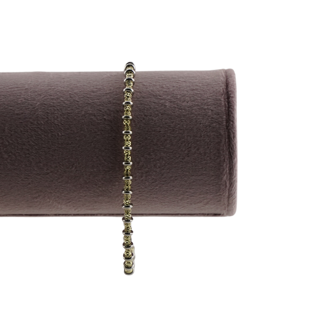 Strukturiertes Sterlingsilber- und Gold-Akzentarmband