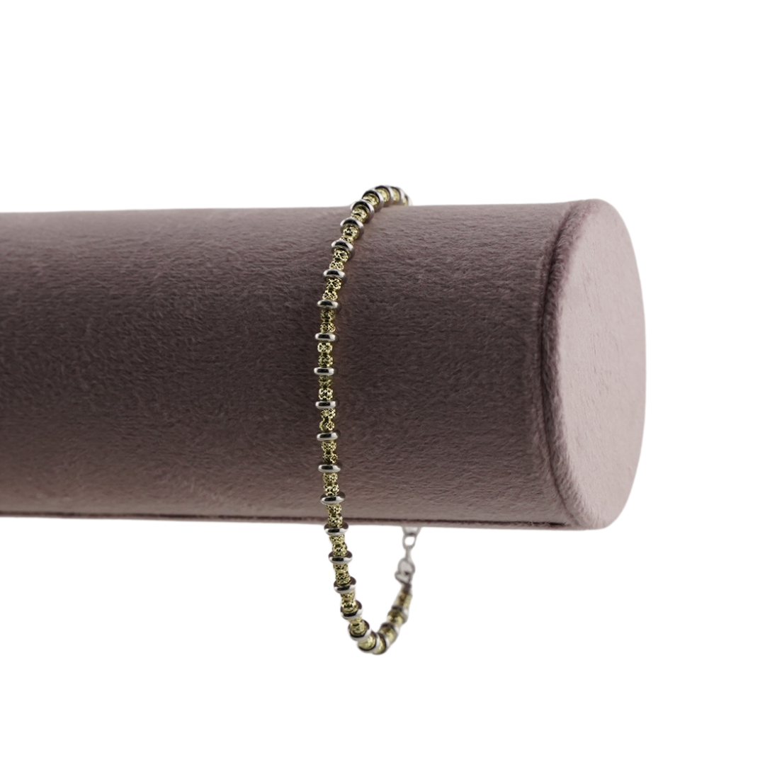 Strukturiertes Sterlingsilber- und Gold-Akzentarmband