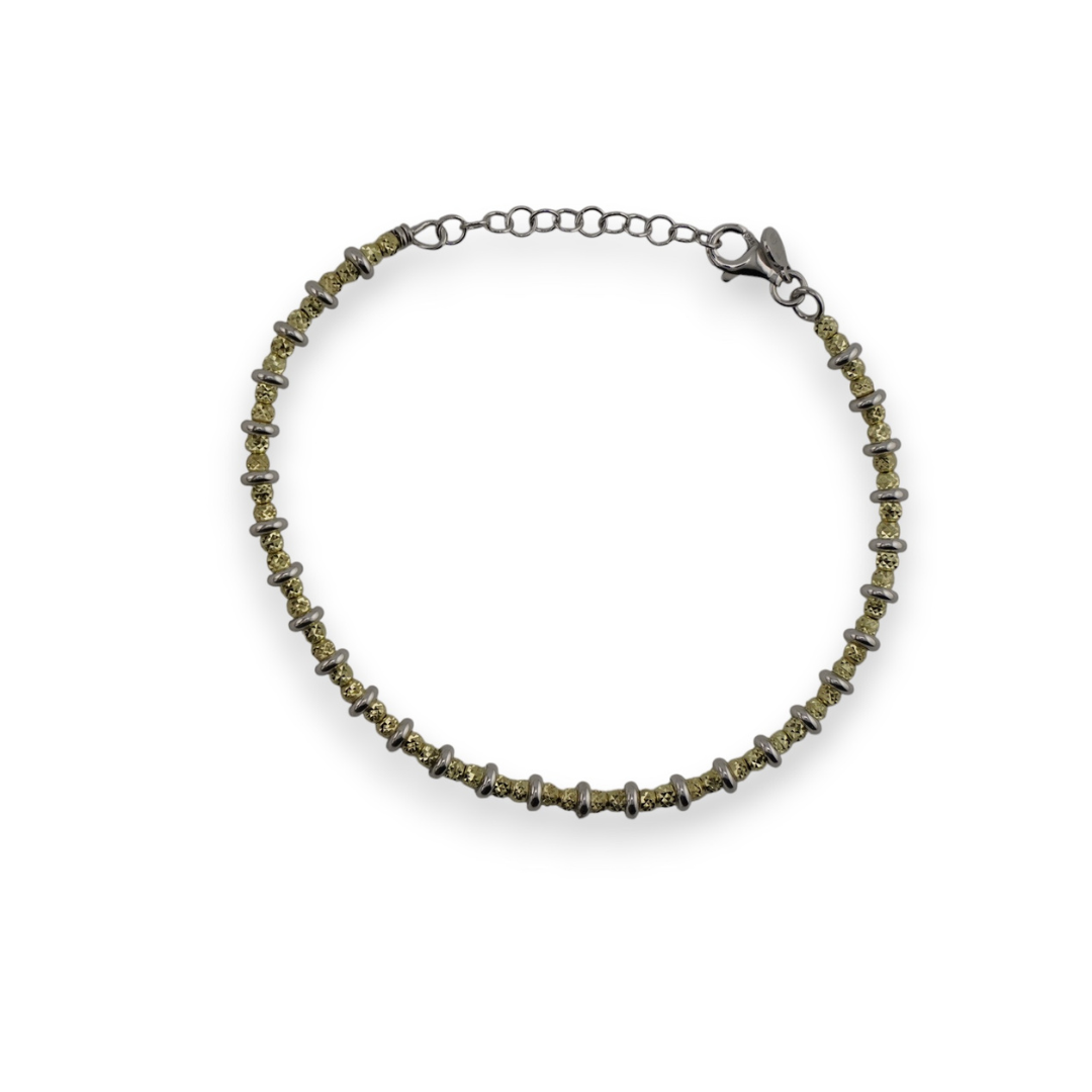 Strukturiertes Sterlingsilber- und Gold-Akzentarmband