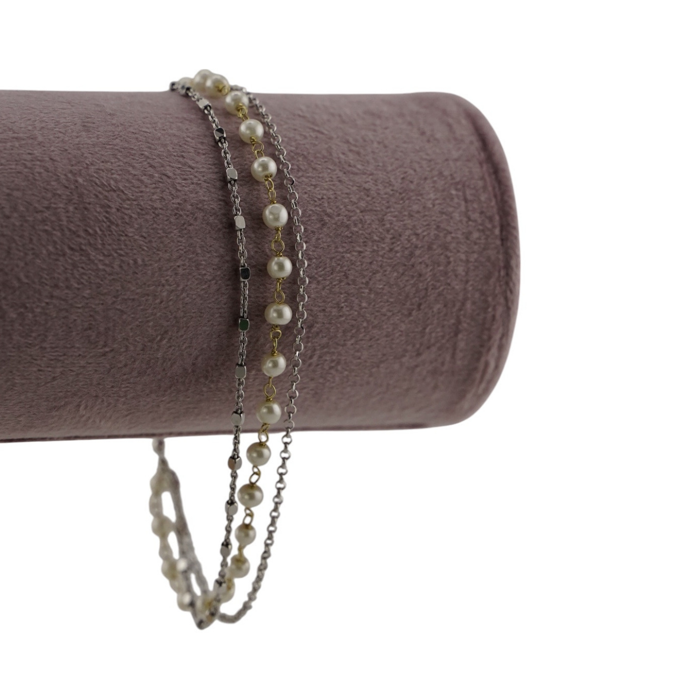 Layered Pearl & Chain Bracelet