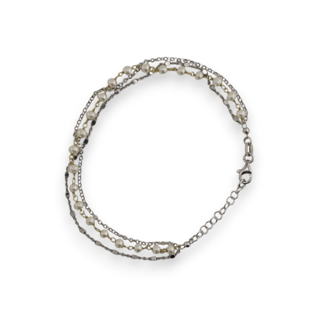 Layered Pearl & Chain Bracelet