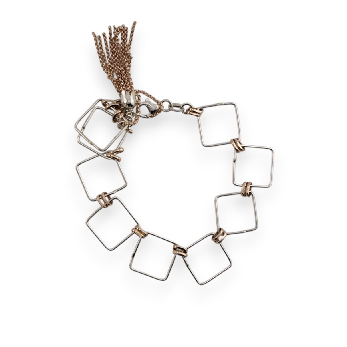 Geometric Square Link Tassel Bracelet