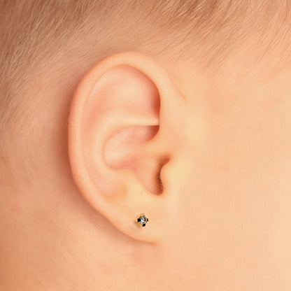 Cubic Zirconia - 2mm - 585 (14 carat) yellow gold - short pin