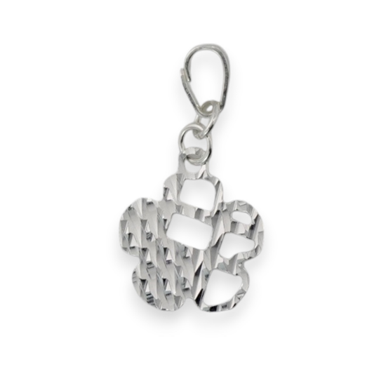 Textured Silver Clover Pendant Charm