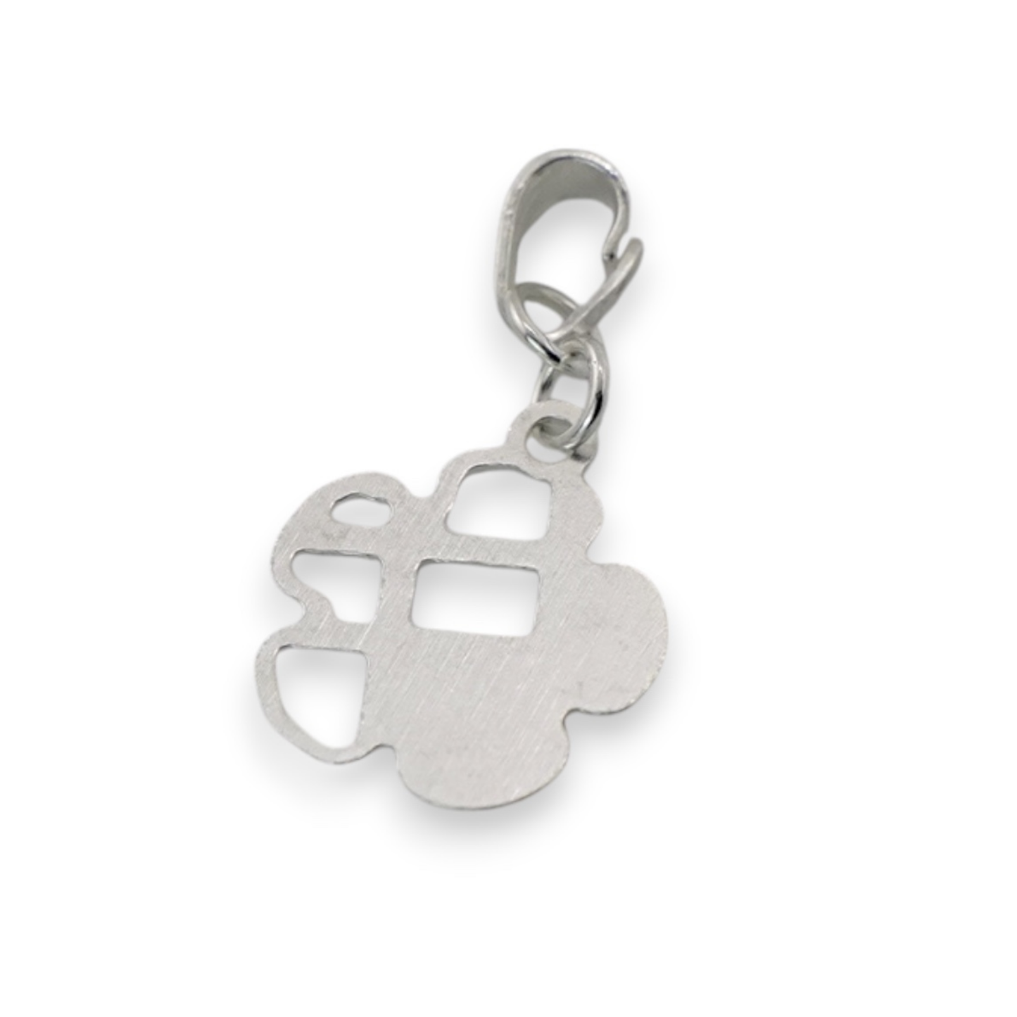 Textured Silver Clover Pendant Charm