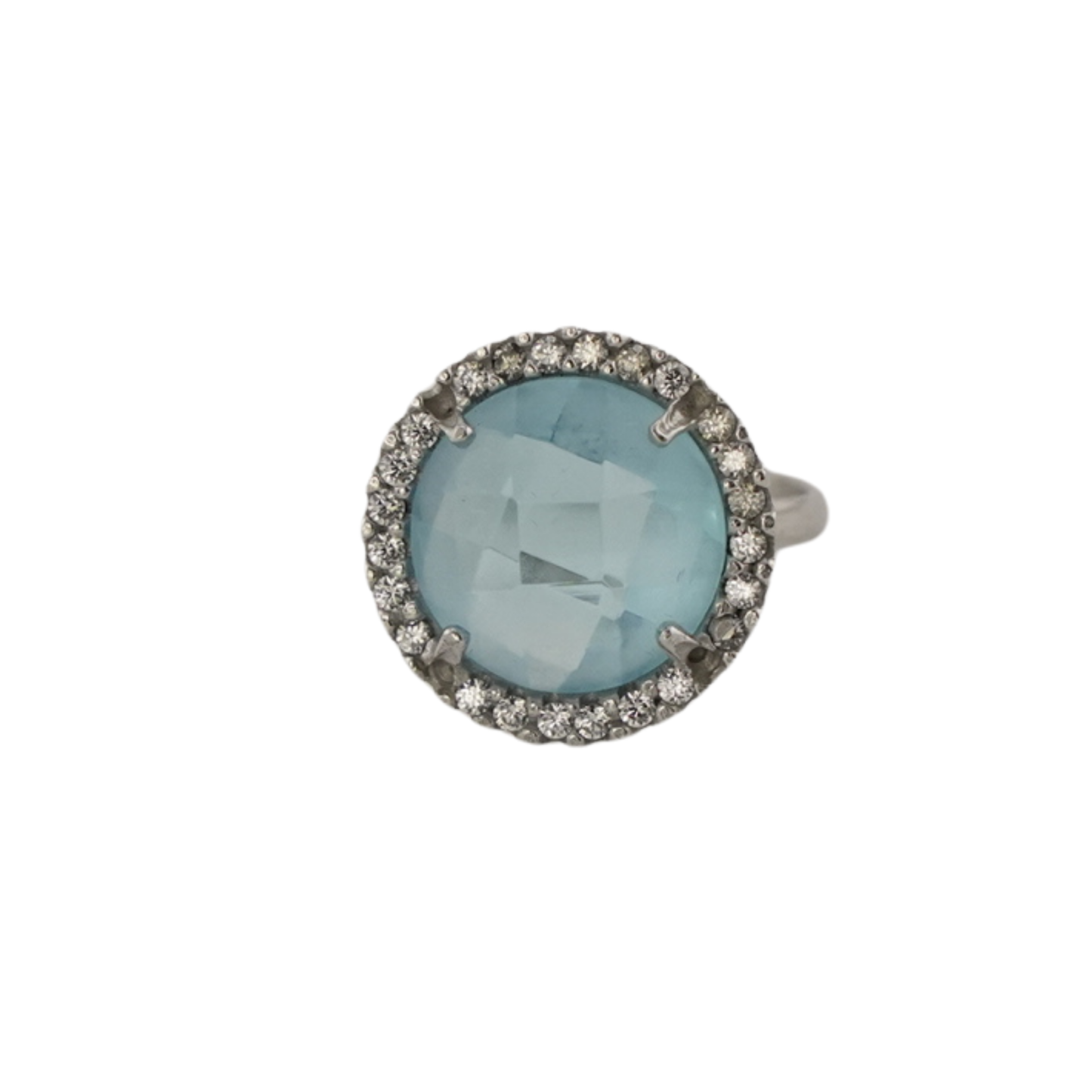 Aquamarine Halo Statement Ring