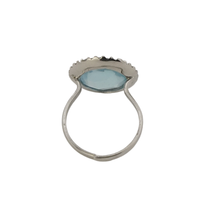 Aquamarine Halo Statement Ring