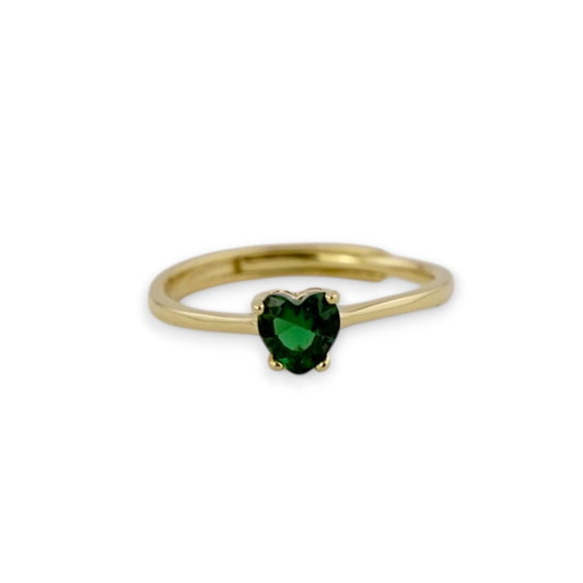 Heart-Cut Green Stone Ring