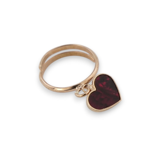 Heart Charm Gold Plated Ring