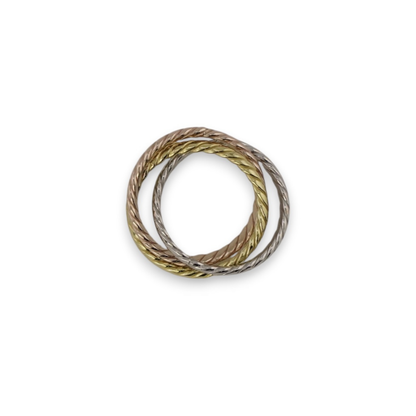 Trio Twist Ring – Gold, Rose & Silver