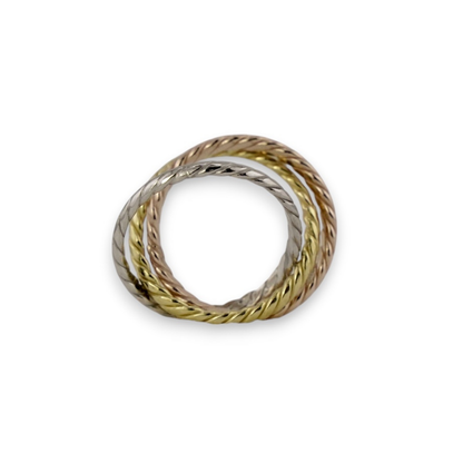 Trio Twist Ring – Gold, Rose & Silver