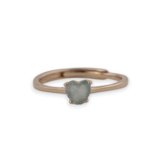 Heart Aquamarine Solitaire Ring