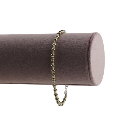 Strukturiertes Sterlingsilber- und Gold-Akzentarmband
