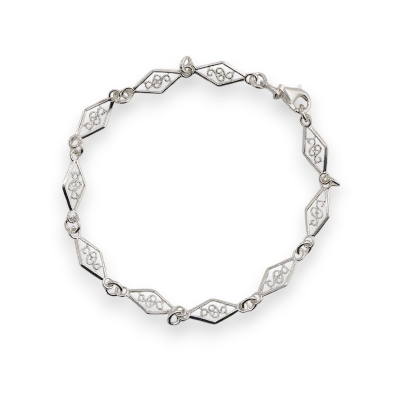 Sterling Silver Filigree Link Bracelet