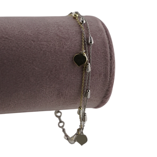 Layered Chain & Heart Charm Bracelet