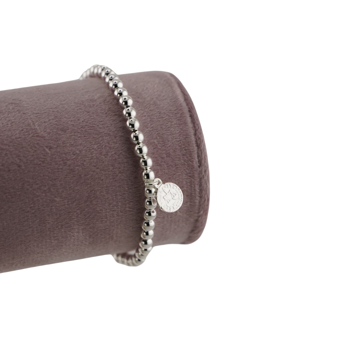 Delicate Beaded Bracelet with Engraved Charm