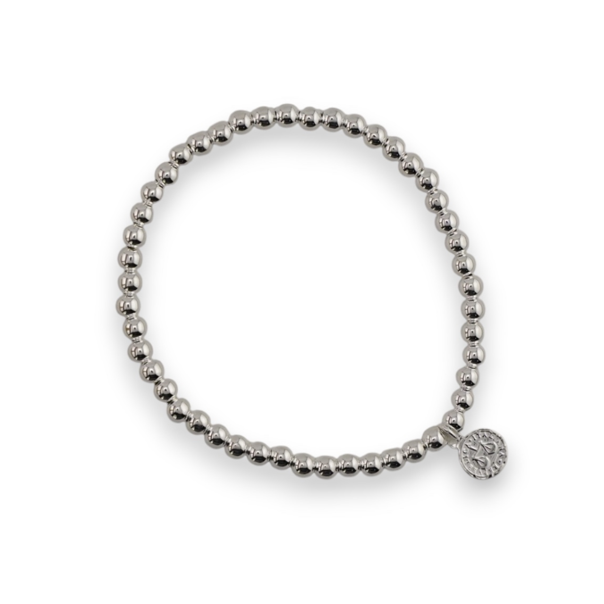 Delicate Beaded Bracelet with Engraved Charm