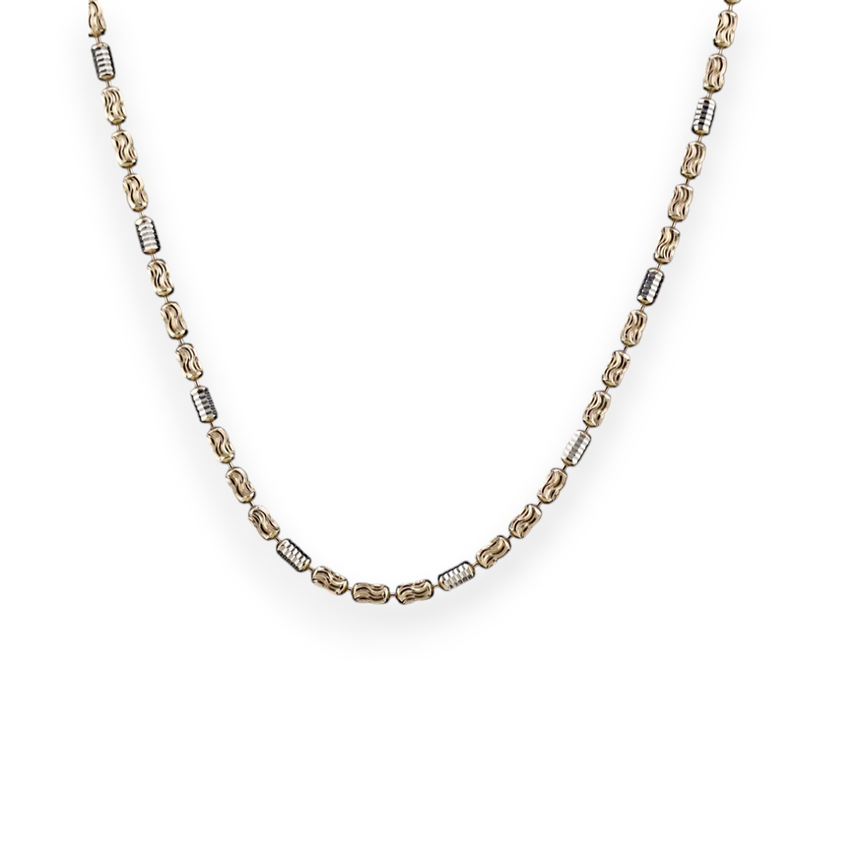 Two-Tone Diamond Cut Chain Necklace