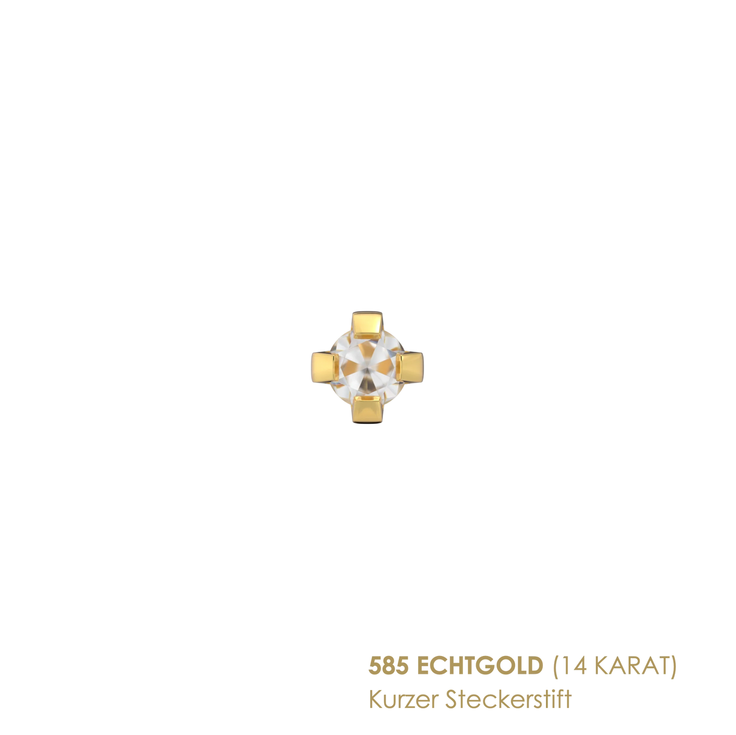 Cubic Zirconia - 2mm - 585 (14 carat) yellow gold - short pin