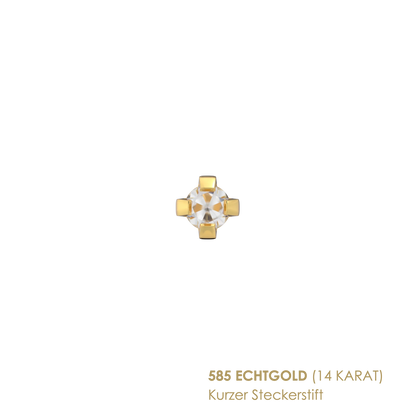 Cubic Zirconia - 2mm - 585 (14 carat) yellow gold - short pin